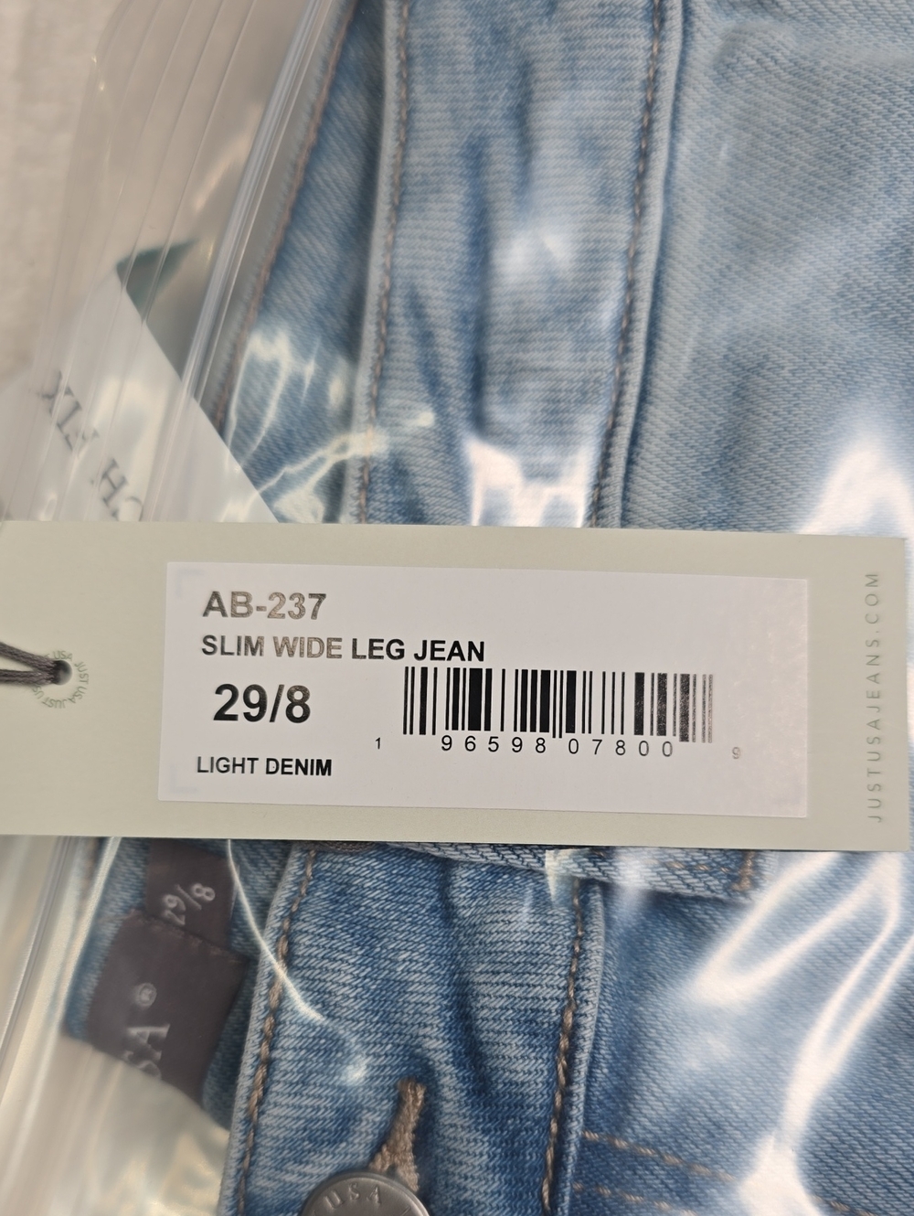 Just USA Light Wash High Rise Wide Leg Stretch Jeans Sz 8 NWT - Picture 9 of 9